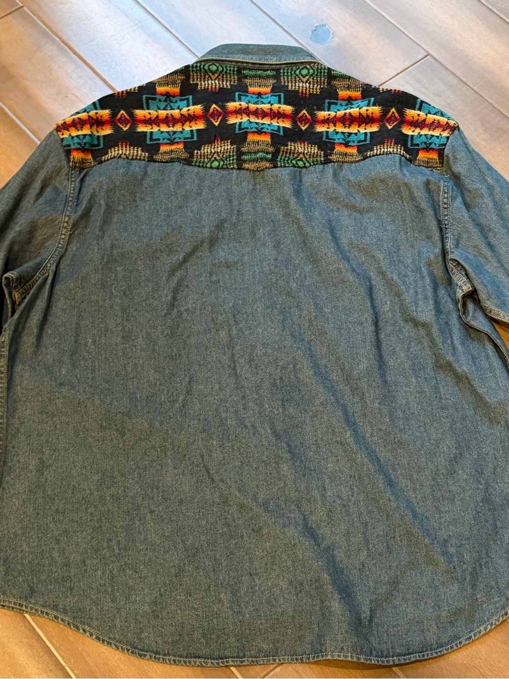 Pendleton Blue Denim Shirt with Multicolor Southwestern Yoke..NWT, VINTAGE - Picture 7 of 13